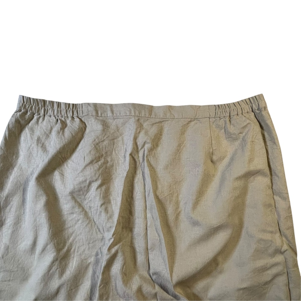 White Stag Plus Women 22/24 Linen Blend Midi Skirt Flax Beige Elastic Waist New - Picture 3 of 10